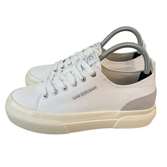 Newt Sam Edelman Sonia Womens Size 7 White Cotton Platform Canvas Sneakers - Picture 1 of 13
